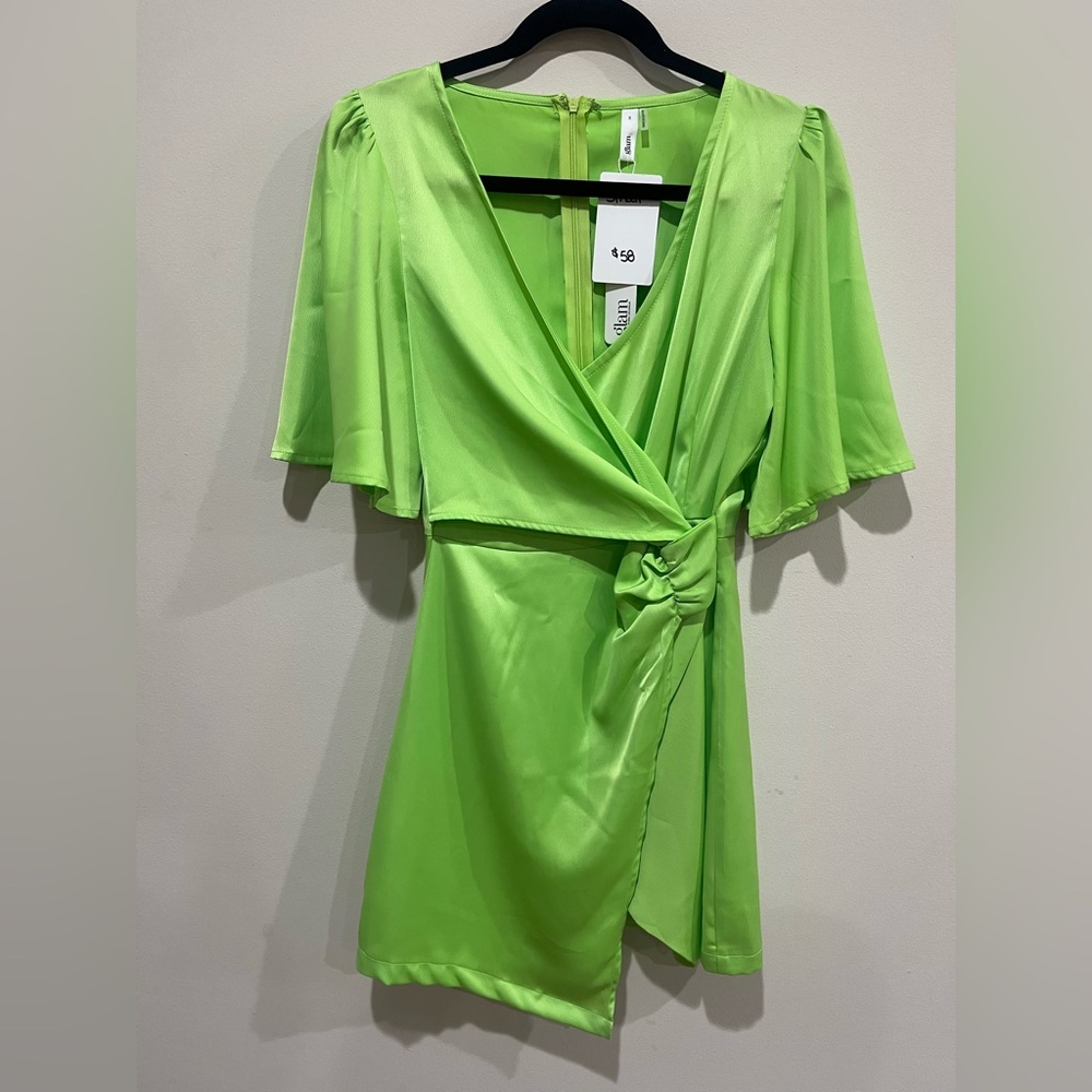 Glam Lime Green Mini Dress